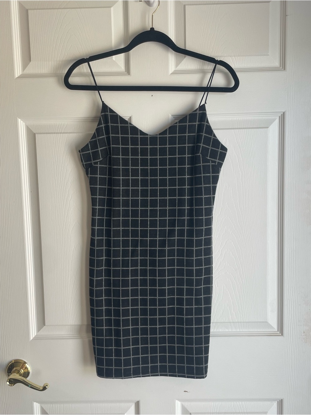 Rue21 Black Windowpane Slip Bodycon Dress with Spaghetti Straps Size Large